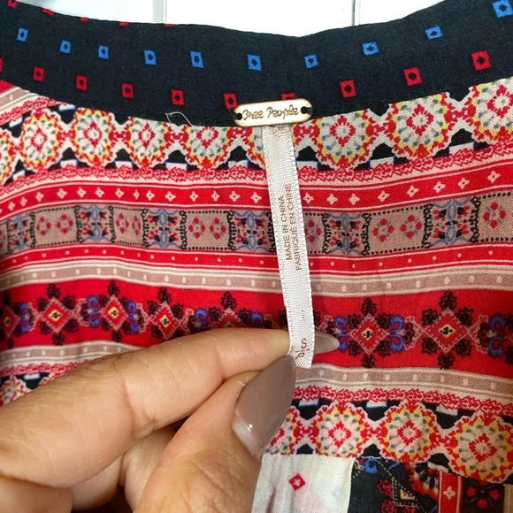 Free People - Printed Voile Peacemaker boho dress long sleeves - high low - sm - Picture 5 of 11